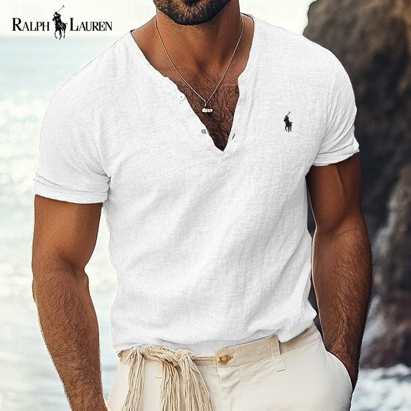 Rаlрh Lаurеn - Azure Coast Linen-Cotton V-Neck Shirt