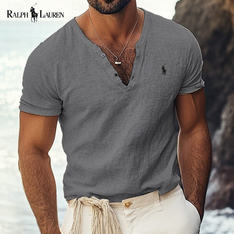 Rаlрh Lаurеn - Azure Coast Linen-Cotton V-Neck Shirt