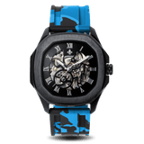 The Avalon Black + Blue Camo Strap