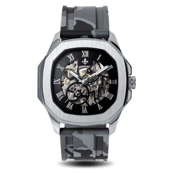 The Avalon Silver + Grey Camo Strap
