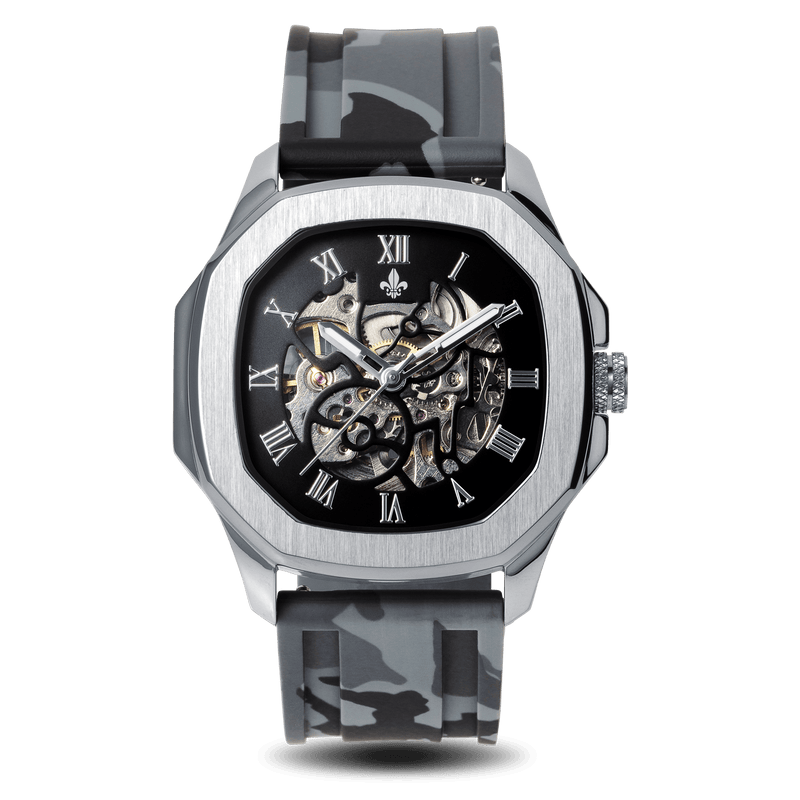 The Avalon Silver + Grey Camo Strap