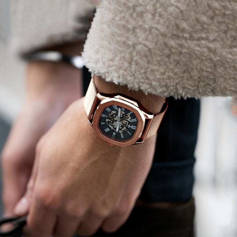 The Avalon Rose Gold + Rose Gold Mesh Strap