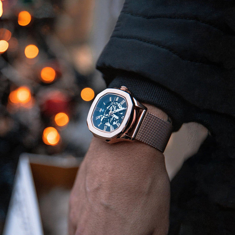 The Avalon Rose Gold + Rose Gold Mesh Strap
