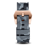 The Avalon Rose Gold + Grey Camo Strap