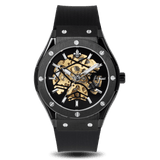 Prague Skeleton Automatic Deluxe - Black + Black Link Strap
