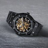 Prague Skeleton Automatic Deluxe - Black + Black Link Strap