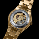 Prague Skeleton Automatic Deluxe - Gold + Gold Link Strap