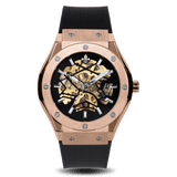 Prague Skeleton Automatic Deluxe - Rose Gold + Rose Gold Link Strap