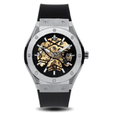 Prague Skeleton Automatic Deluxe - Silver + Silver Link Strap