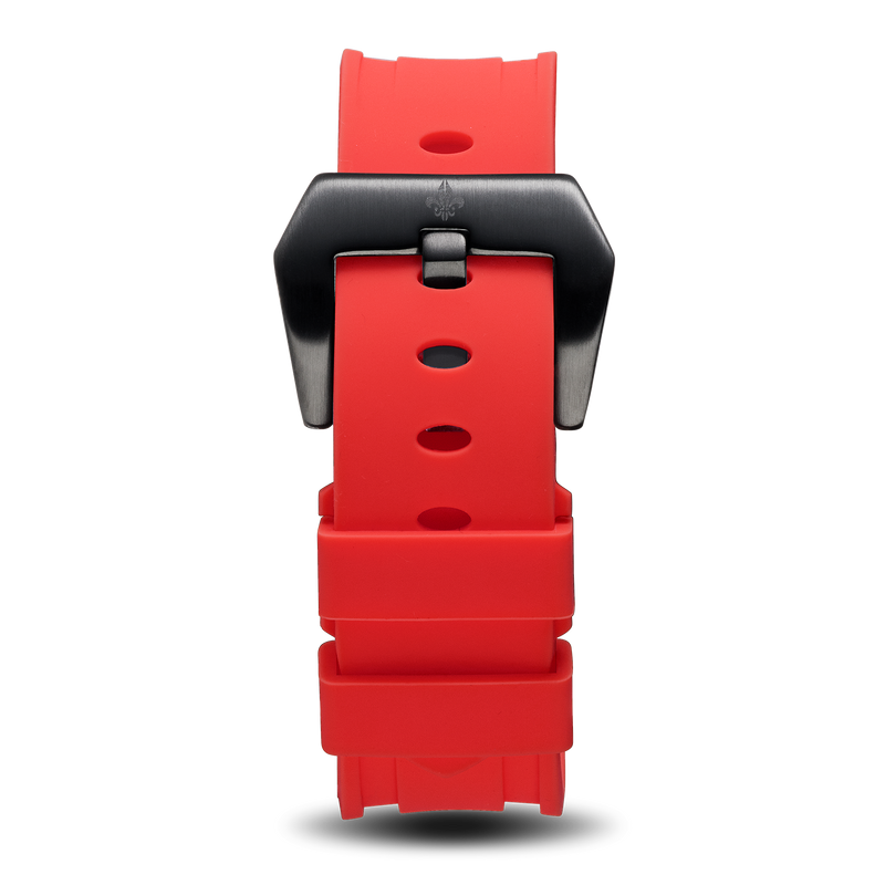 The Avalon Black + Red Silicone Strap